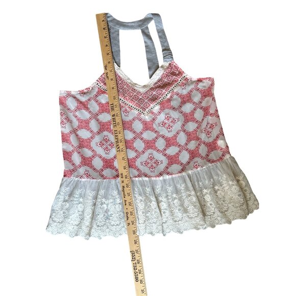 💖Jolt Women's Boho Chic Sleeveless Top With Lace Hem Size L - Picture 6 of 7